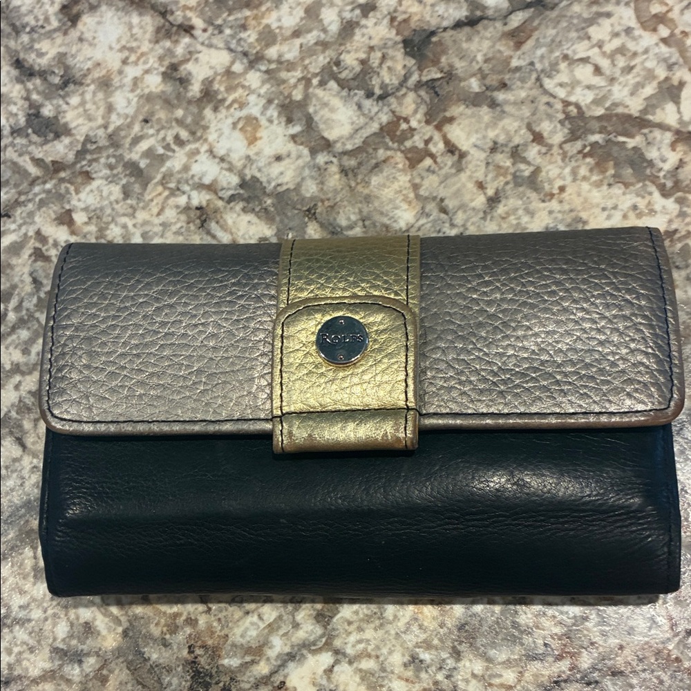 Rolfs Black and Silver Wallet with Gold Accent